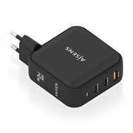 aisens cargador gan 140w, 2xusb-c pd3.1 qc4.0, 1xusb-a qc3.0, negro