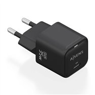 aisens cargador gan 35w, 1xusb-c pd3.0 qc4.0, negro