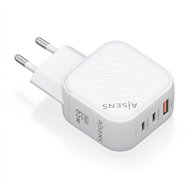 aisens cargador gan 65w, 2xusb-c pd3.0 qc4.0, 1xusb-a qc3.0, blanco