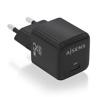 aisens cargador gan 25w, 1xusb-c pd3.0 qc4.0, negro