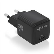 aisens cargador gan 25w, 1xusb-c pd3.0 qc4.0, negro