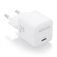 aisens cargador gan 25w, 1xusb-c pd3.0 qc4.0, blanco