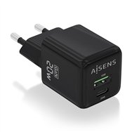 aisens cargador gan 20w, 1xusb-c pd3.0 qc4.0, 1xusb-a qc3.0, negro