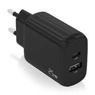 aisens cargador 25w, 1xusb-c pd3.0, 1xusb-a qc3.0, negro