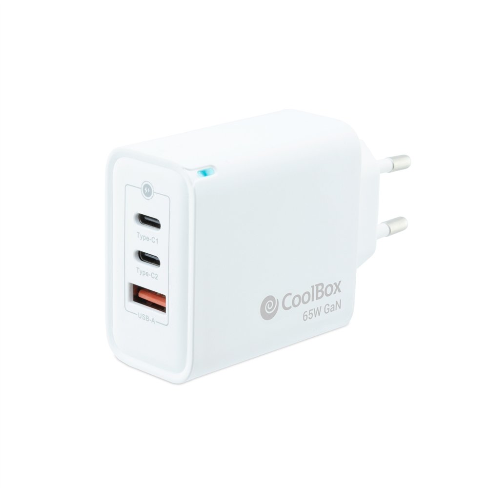 coolbox cargador usb 65w con tecnología gan