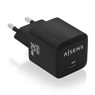 aisens cargador gan 30w, 1xusb-c pd3.0 qd4.0, negro