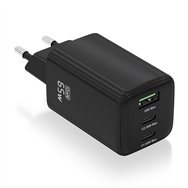 aisens cargador gan 65w, 2xusb-c pd3.0 qc4.0, 1xusb-a qc3.0, negro