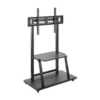 aisens soporte de suelo eco con ruedas, bandeja para dvd para monitor/tv 150kg de 37-100, negro