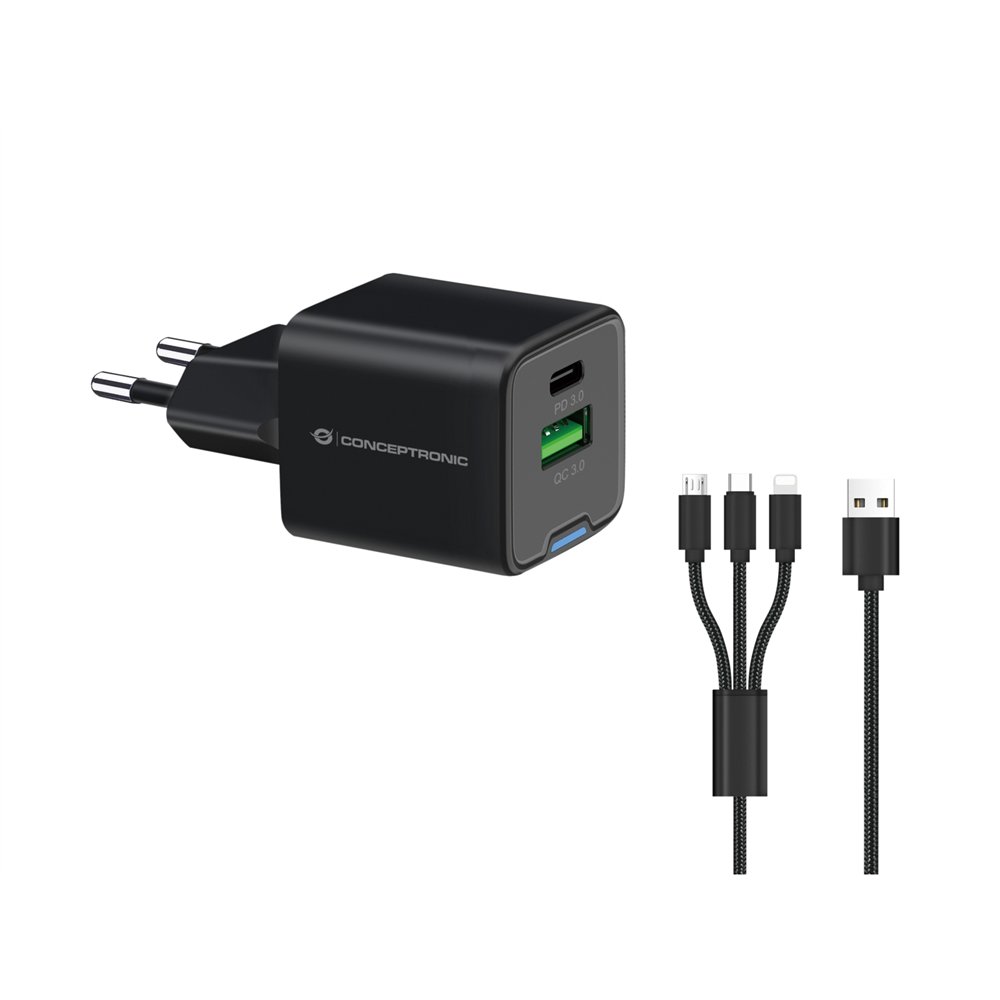 conceptronic althea16b cargador de dispositivo móvil universal negro corriente alterna carga rápida interior