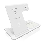 aisens cargador inalambrico usb-c 3 en 1 de 15w para movil, apple watch, ariculares con estuche de carga, blanco