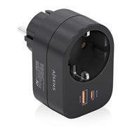 aisens regleta de pared multifuncion con 1 toma + 1xusb-c 20w pd3.0, 1xusb-a 20w qc3.0, negro