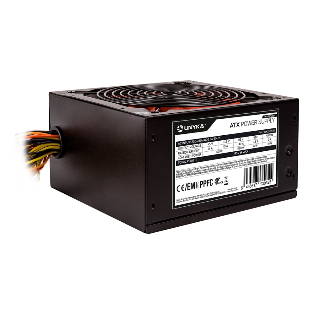 unykach uk210551 unidad de fuente de alimentación 550 w 20+4 pin atx atx negro, rojo