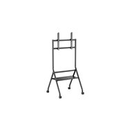 aisens soporte de suelo eco con rueda, 1 bandeja para pantalla interactiva/tv 80kg de 37-86, negro