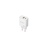nanocable cargador usb-c/pd + usb-a/qc 20w, blanco