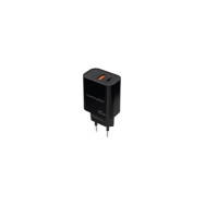 nanocable cargador usb-c/pd + usb-a/qc 20w, negro
