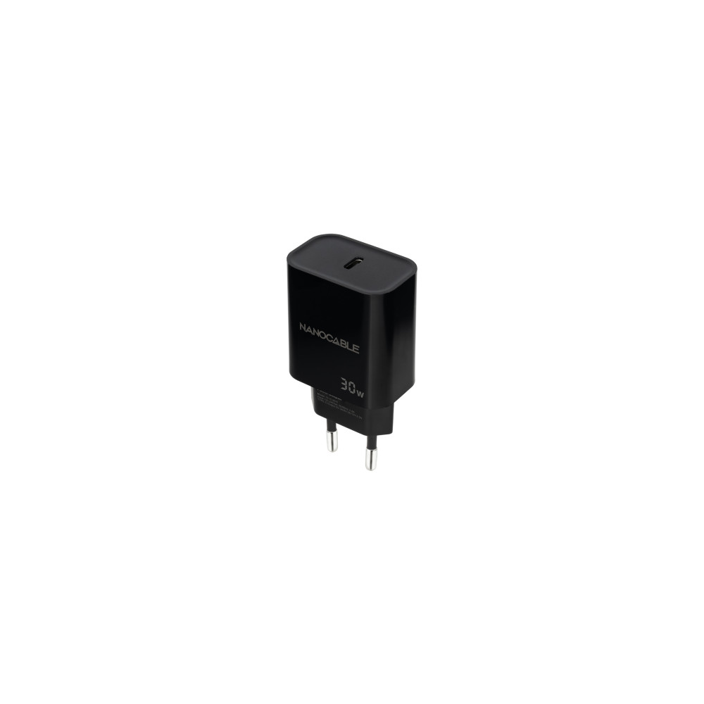 nanocable cargador usb-c pd 30w, negro