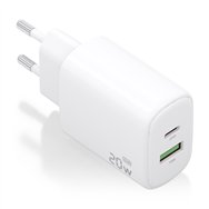 aisens cargador gan 20w, 1xusb-c pd3.0, 1xusb-a qc3.0, blanco