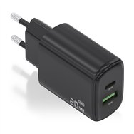 aisens cargador gan 20w, 1xusb-c pd3.0, 1xusb-a qc3.0, negro