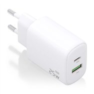 aisens cargador gan 25w, 1xusb-c pd3.0, 1xusb-a qc3.0, blanco