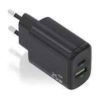aisens cargador gan 25w, 1xusb-c pd3.0, 1xusb-a qc3.0, negro