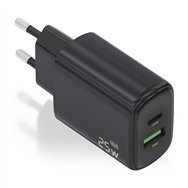 aisens cargador gan 25w, 1xusb-c pd3.0, 1xusb-a qc3.0, negro