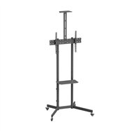 aisens soporte de suelo eco con rueda, bandeja para dvd y soporte de cámara para monitor/tv 45kg de 37-70, negro