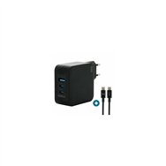 mobilis charger 100w 2usb c 1usba gan cable 100w portátil, smartphone, tableta negro corriente alterna interior