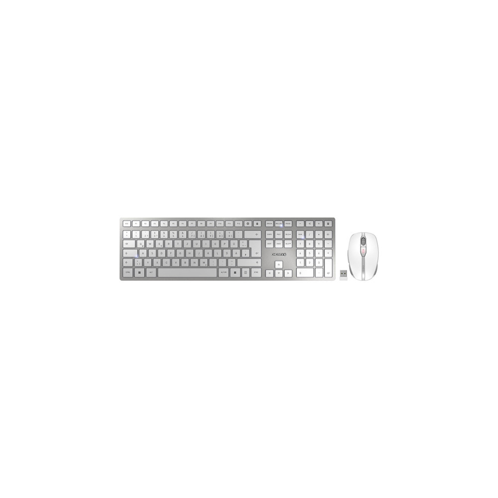 cherry dw 9100 slim teclado ratón incluido universal rf wireless + bluetooth qwertz alemán plata