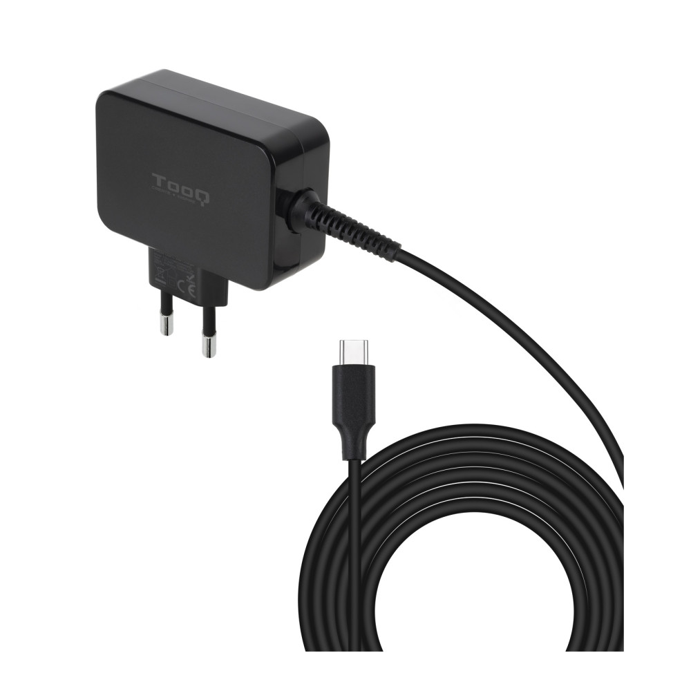 tooq cargador de portátil gan usb-c pd 45w, negro