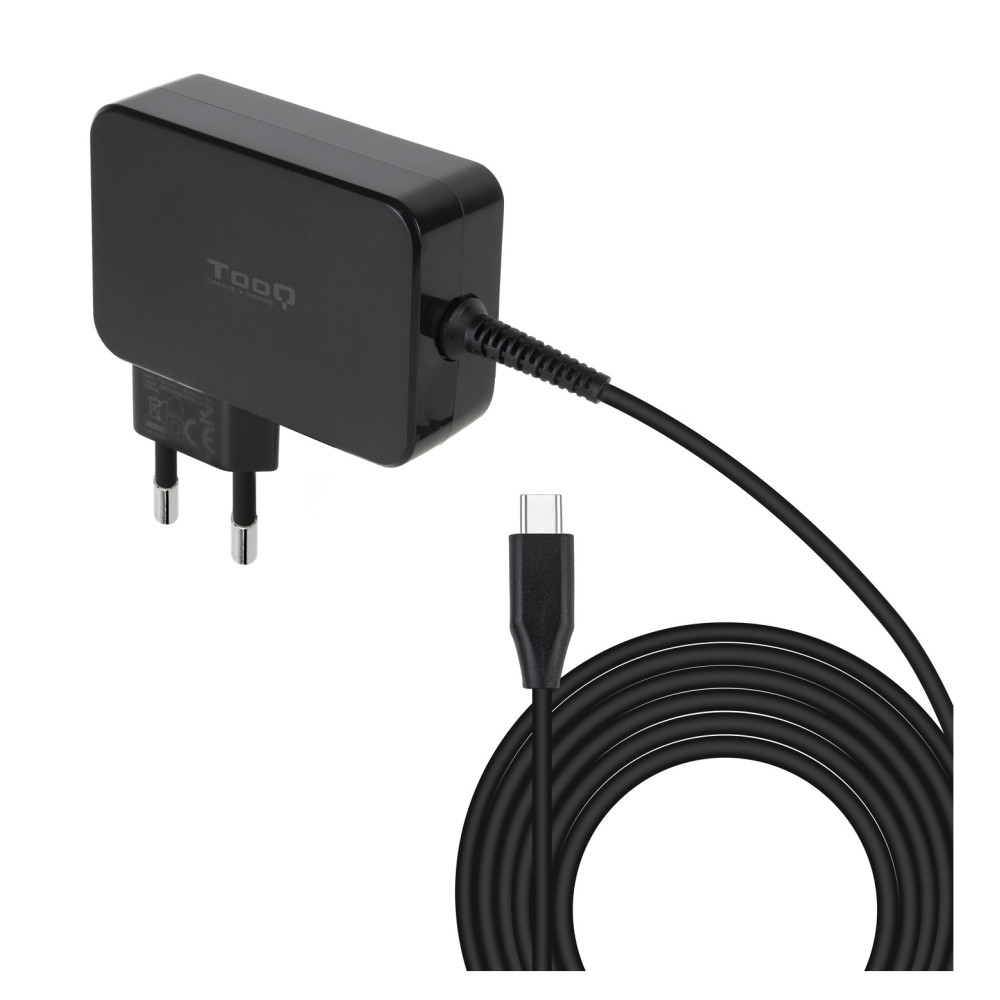 tooq cargador de portátil gan usb-c pd 100w, negro