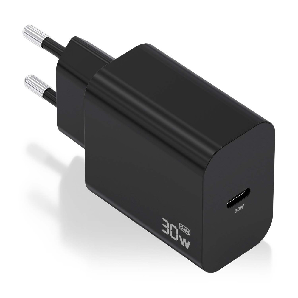 aisens cargador gan 30w, 1xusb-c pd3.0, negro