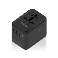 aisens adaptador enchufe universal para viaje eu/usa/uk/au con cargador usb gan, 2xusb-a (a1 qc3.0), 3xusb-c (c1 pd3.0) 35w, neg