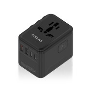 aisens adaptador enchufe universal para viaje eu/usa/uk/au con cargador usb gan, 2xusb-a (a1 qc3.0), 3xusb-c (c1 pd3.0) 35w, neg