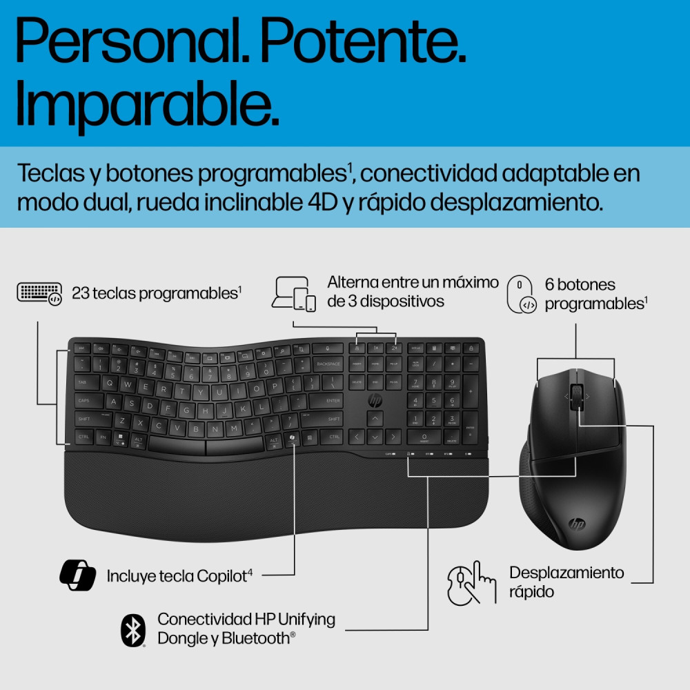 hp combo de teclado y ratón de modo dual 685 comfort