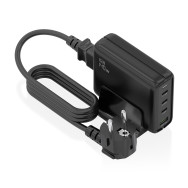 aisens cargador sobremesa gan 140w, 3x usb-c pd3.1 qc4.0 qc5.0, 1x usb-a qc3.0, negro