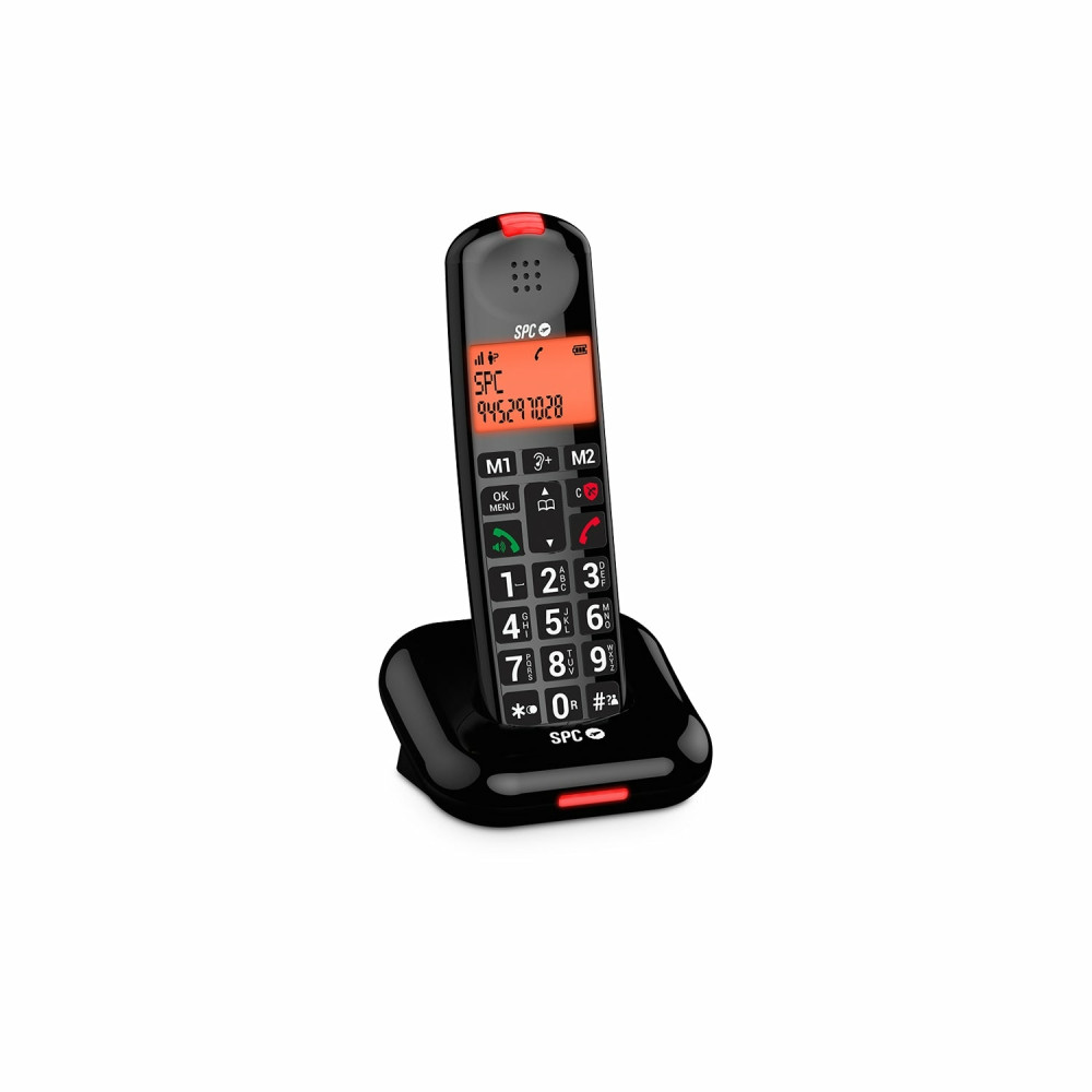 spc comfort kairo teléfono dect identificador de llamadas negro