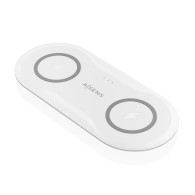 aisens cargador inalambrico usb-c 15w 2 en 1 para movil auriculares, blanco