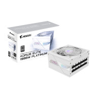 gigabyte aorus elite p1000w ice fuente de alimentación - pcie 5.0, 80 plus platinum, diseño completamente modular, ventilador de