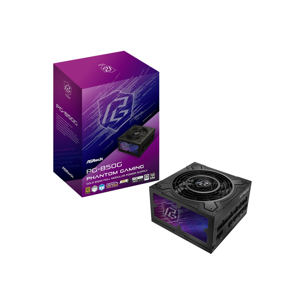 asrock phantom gaming pg-850g unidad de fuente de alimentación 850 w 20+4 pin atx atx negro