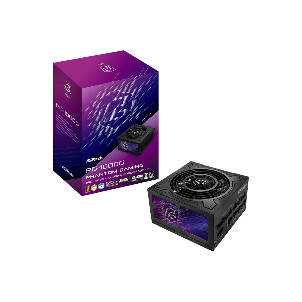 asrock phantom gaming pg-1000g unidad de fuente de alimentación 750 w 20+4 pin atx atx negro