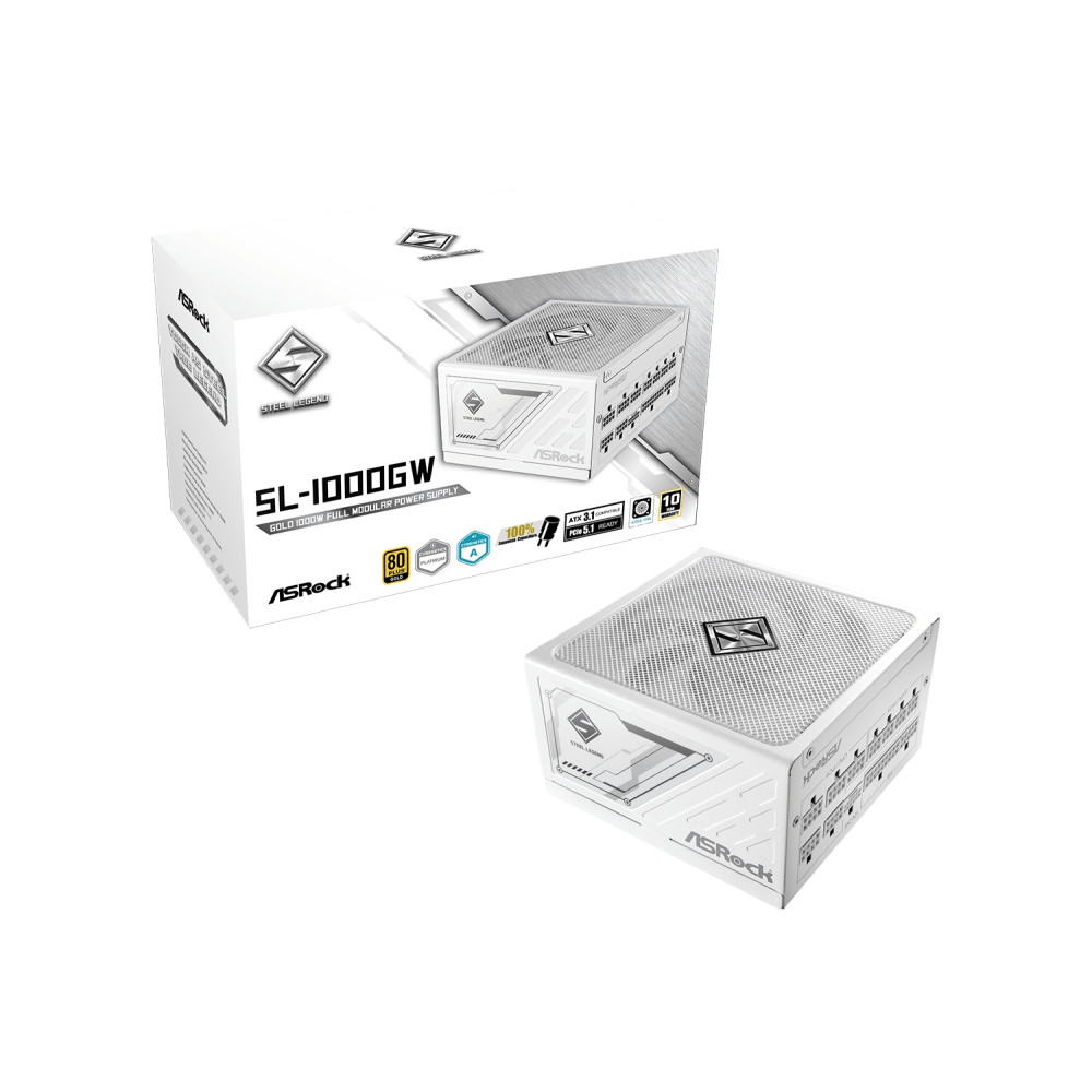 asrock sl-1000gw steel legend unidad de fuente de alimentación 1000 w 20+4 pin atx atx blanco