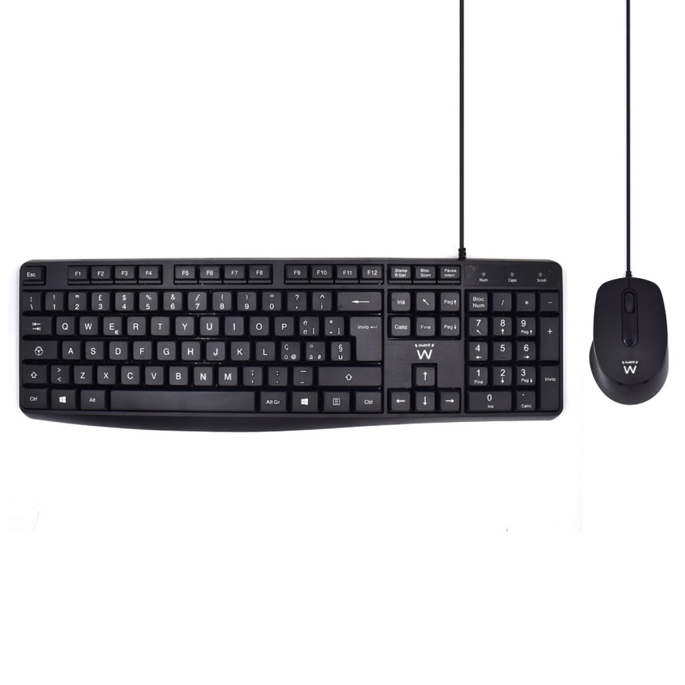 ewent ew3005 teclado ratón incluido oficina usb qwerty italiano negro