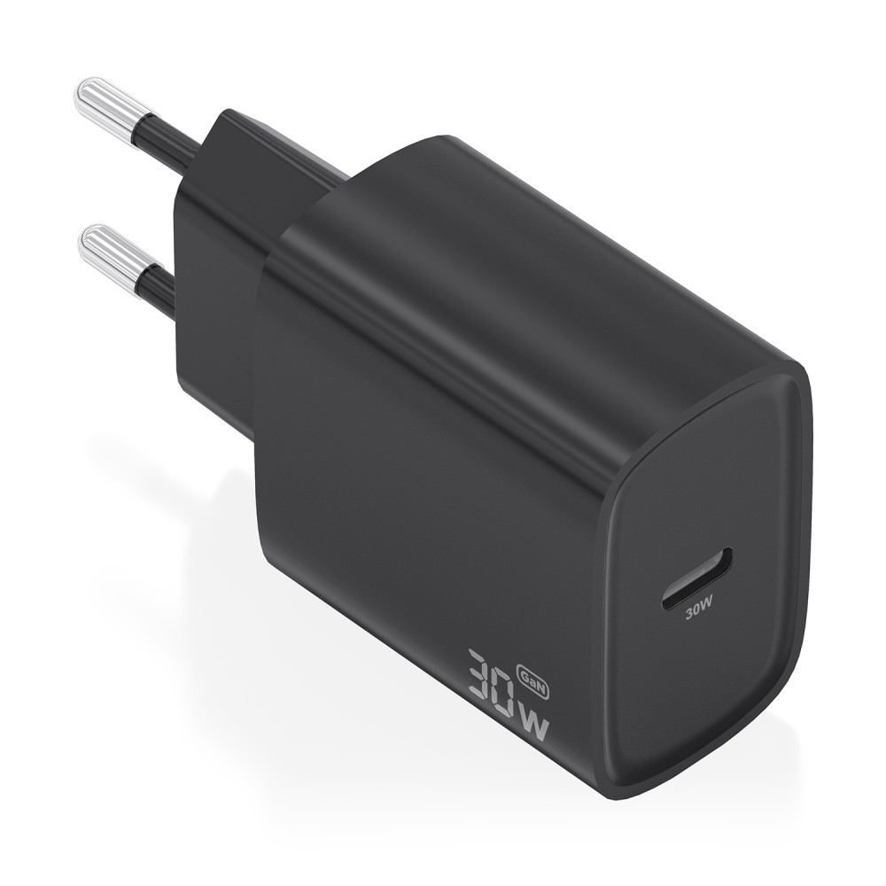 aisens cargador gan 30w, 1xusb-c pd3.0, negro