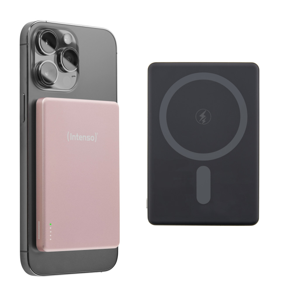 intenso mw5000 batería externa magnética 5000 mah – compatible con magsafe, carga inalámbrica 15w, usb-c pd 20w, delgada y compa