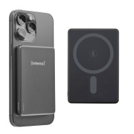 intenso batería externa magnética mw5000 5000 mah – compatible con magsafe, carga inalámbrica 15w, usb-c pd 20w, delgada y compa