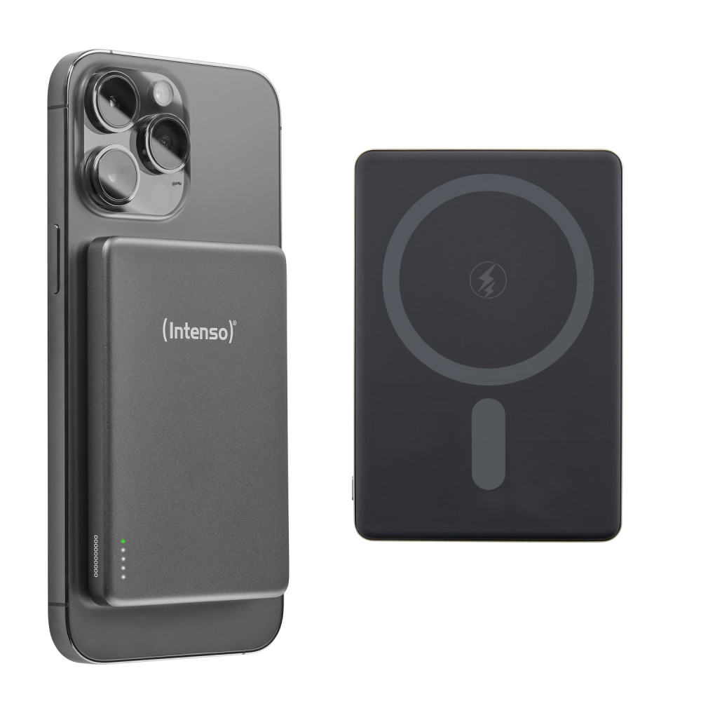 intenso batería externa magnética mw5000 5000 mah – compatible con magsafe, carga inalámbrica 15w, usb-c pd 20w, delgada y compa