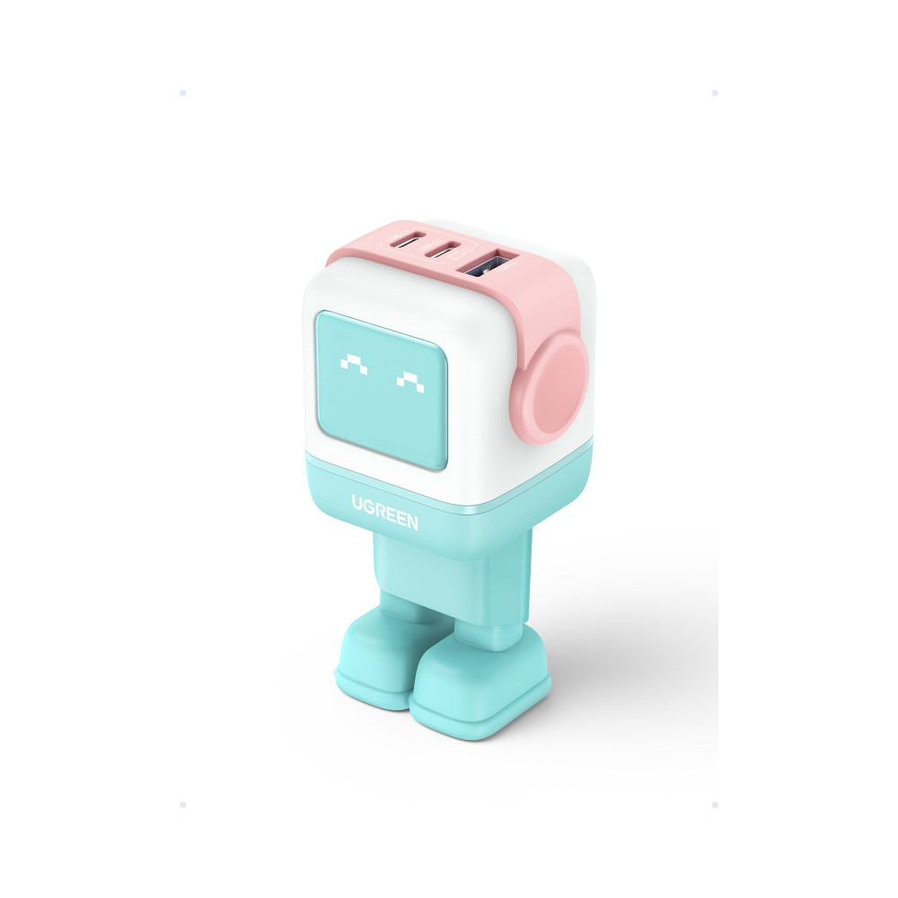ugreen uno rg 65w 3-port gan fast charger pink blue ordenador portátil, teléfono móvil, portátil, tableta, teléfono azul corrien