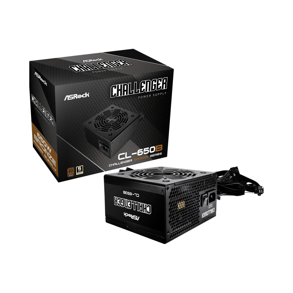 asrock challenger cl-650b unidad de fuente de alimentación 650 w 20+4 pin atx atx negro