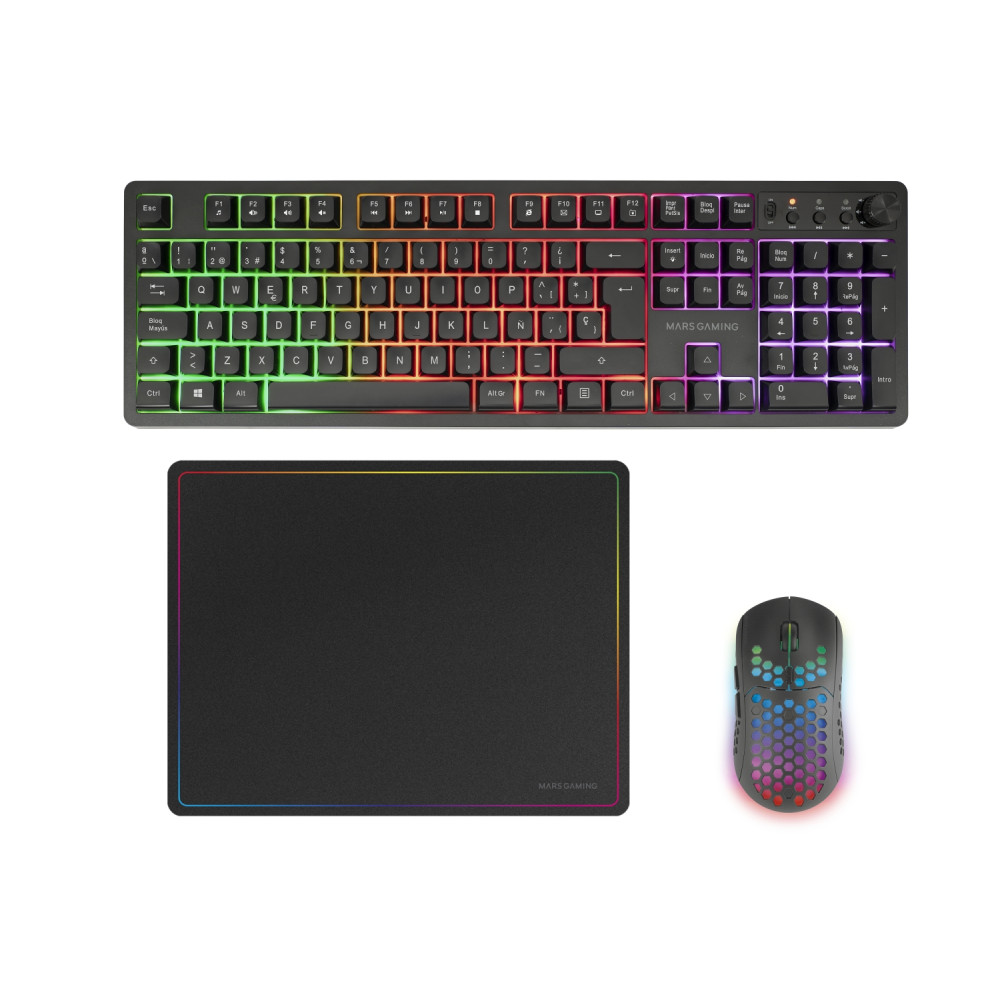 mars gaming mcpwxes teclado ratón incluido juego rf inalámbrica + usb qwerty español negro