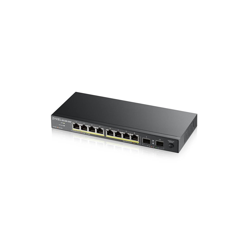 zyxel gs1100-10hp v2 no administrado gigabit ethernet (10/100/1000) energí­a sobre ethernet (poe) negro